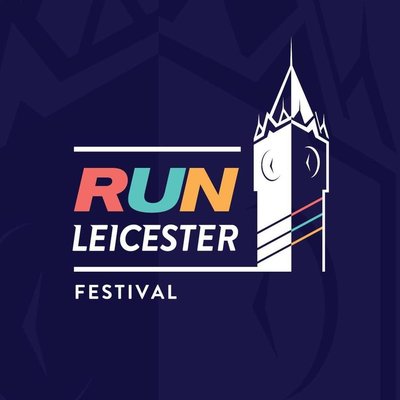 'Run Leicester Festival' with a graphic of the clock tower in Leicester.